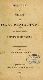 Cover of: Memoirs of the life of Isaac Penington