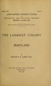 Cover of: The Labadist colony in Maryland