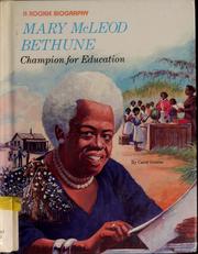 Cover of: Mary McLeod Bethune: champion for education