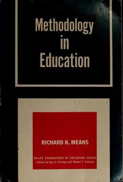 Cover of: Methodology in education