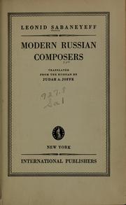 Cover of: Modern Russian composers by Leonid Leonidovich Sabaneev