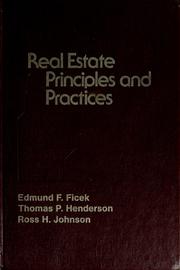 Cover of: Real estate principles and practices by Edmund F. Ficek, Edmund F. Ficek