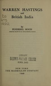 Warren Hastings and British India by Penderel Moon