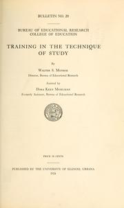 Cover of: Training in the technique of study by Walter Scott Monroe