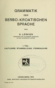 Cover of: Grammatik der serbo-kroatischen sprache