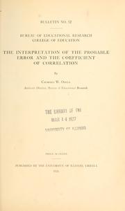 Cover of: The interpretation of the probable error and the coefficient of correlation