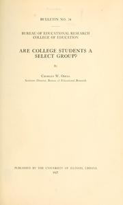 Cover of: Are college students a select group? by Odell, Charles Watters