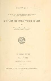 Cover of: A study of supervised study