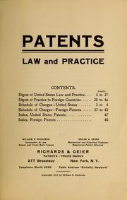 Cover of: Patents law and practice ... by Richards, William Evarts