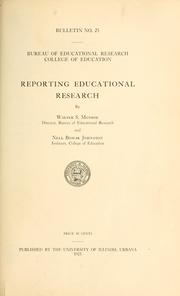 Cover of: Reporting educational research by Walter Scott Monroe