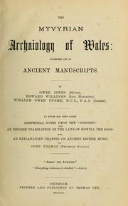 Cover of The Myvyrian archaiology of Wales