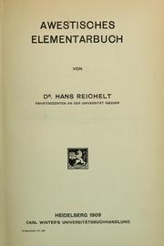 Cover of: Awestisches elementarbuch by Hans Reichelt