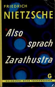 Cover of: Also sprach Zarathustra by Friedrich Nietzsche