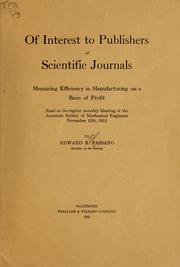 Cover of: Measuring efficiency in manufacturing on a basis of profit by Edward Boteler Passano