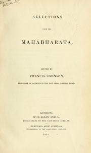 Cover of: Selections from the Mahabharata by Francis Johnson