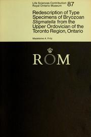 Cover of: Redescription of type specimens of bryozoan Stigmatella from the Upper Ordovician of the Toronto region, Ontario