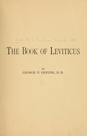 Cover of: The book of Leviticus by George F. Genung