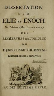 Cover of: Dissertation sur Elie et Enoch