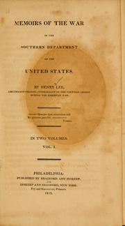 Cover of: Memoirs of the war in the southern department of the United States
