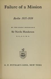 Failure of a mission by Henderson, Nevile Sir