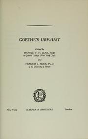 Cover of: Goethe's Urfaust