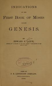 Cover of: Indications of the first book of Moses: called Genesis