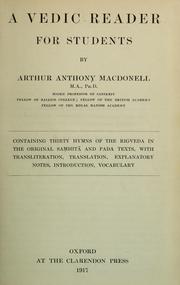 Cover of: A Vedic reader for students by Arthur Anthony Macdonell