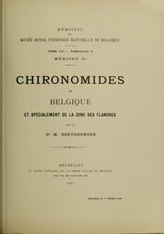 Cover of: Chironomides de Belgique et spécialement de la zone des Flandres