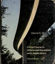 Cover of: A first course in differential equations with applications by Dennis G. Zill