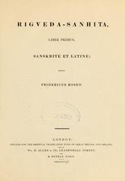 Cover of: Rigveda-Sanhita: liber primus : Sanskritè et Latinè
