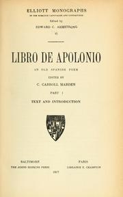 Cover of: Libro de Apolonio by C. Carroll Marden