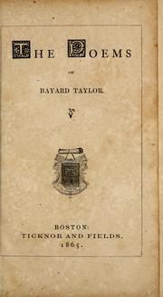 Cover of: The  poems of Bayard Taylor.