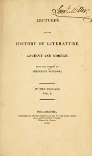 Cover of: Lectures on the history of literature, ancient and modern