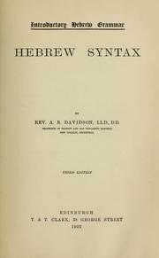 Cover of: Introductory Hebrew grammar by Davidson, A. B.