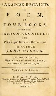 Cover of: Paradise regain'd: a poem in four books ; to which is added Samson Agonistes and poems upon several occasions