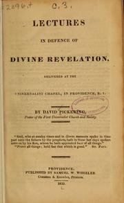 Cover of: Lectures in defence of divine revelation: delivered at the Universalist chapel, in Providence, R. I.