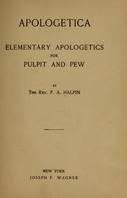 Cover of: Apologetica by P. A. Halpin