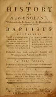 Cover of: A history of New England: with particular reference to the denomination of Christians called Baptists ...