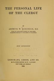 Cover of: The personal life of the clergy