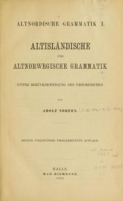 Cover of: Altisländische und altnorwegische Grammatik: unter Berücksichtigung des Urnordischen