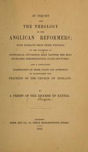 An inquiry into the theology of the Anglican Reformers by William Houghton