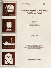 Cover of: Cumulative impacts of peat mining project: final project report