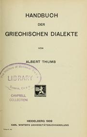 Cover of: Handbuch der griechischen dialekte