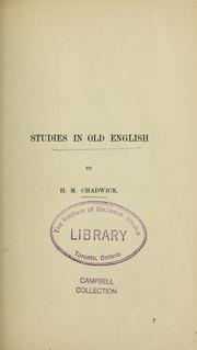 Cover of: Studies in old English | H. Munro Chadwick