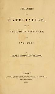 Cover of: Thoughts on materialism: and on religious festivals, and Sabbaths
