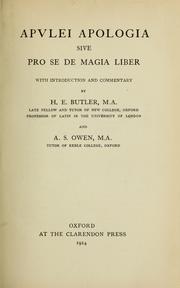 Cover of: Apulei Apologia sive pro se de magia liber by Apuleius