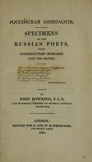 Cover of: Specimens of the Russian poets