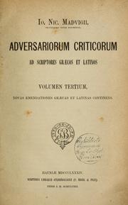 Cover of: Adversaria critica ad scriptores græcos et latinos ...