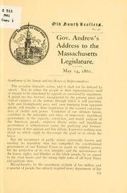 Cover of: Address to the Massachusetts legislative