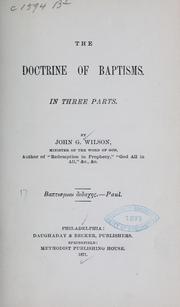 Cover of: The doctrine of baptisms...